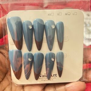 Blue and Brown Ombre Press-on Nail Set